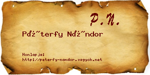 Péterfy Nándor névjegykártya