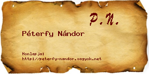 Péterfy Nándor névjegykártya